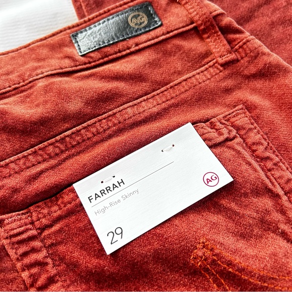 AG Adriano Goldschmied Farrah High Rise Skinny, Stretch Velvet, Dark Sangria, 29 - Picture 2 of 8